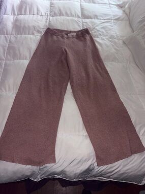 American Threads Wide Leg Knit Pants in Mauve Pink